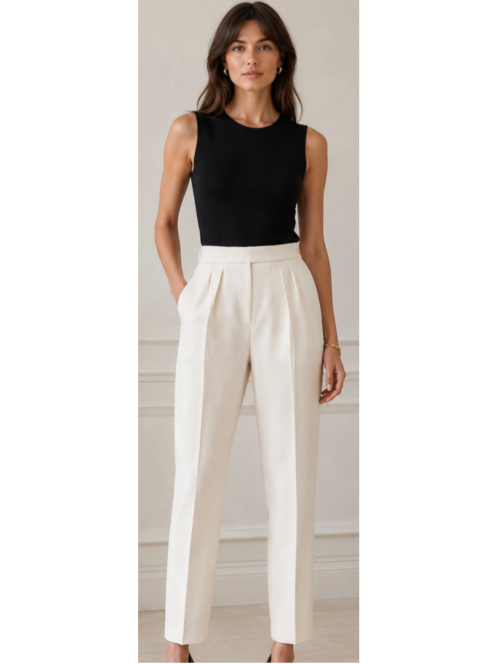 Max Mara Trousers Size 8 Cream New!